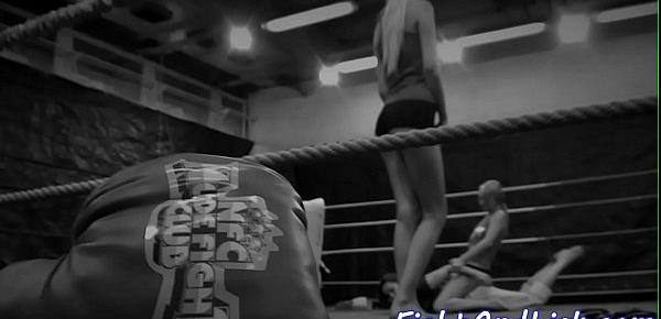  Gorgeous lesbians wrestling in a boxing ring